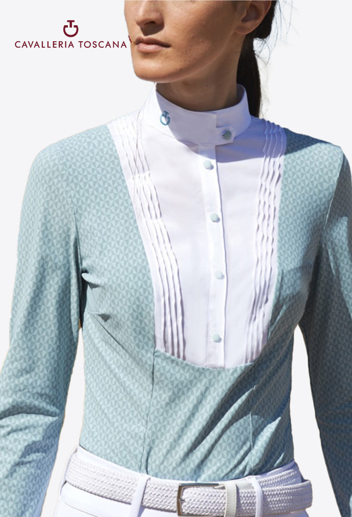 Cavalleria Toscana - Damen Turniershirt, Latz L/S