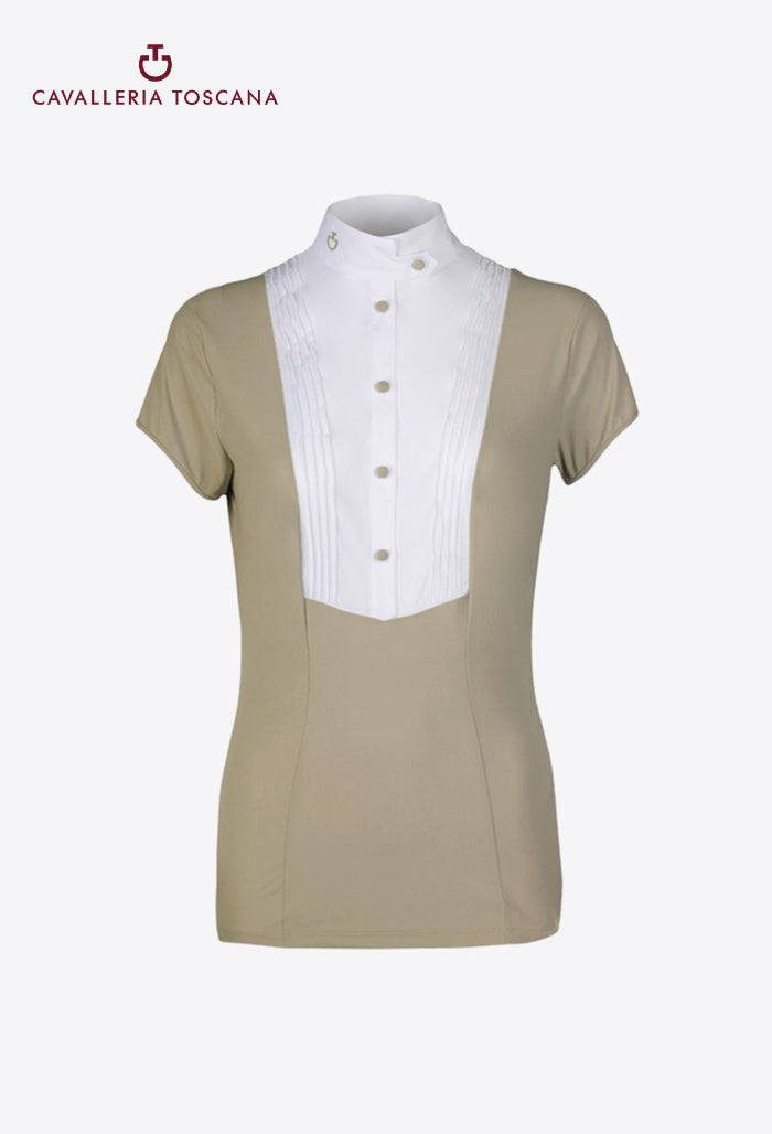 Cavalleria Toscana - Turniershirt für Damen, mit Latz, Kurzarm