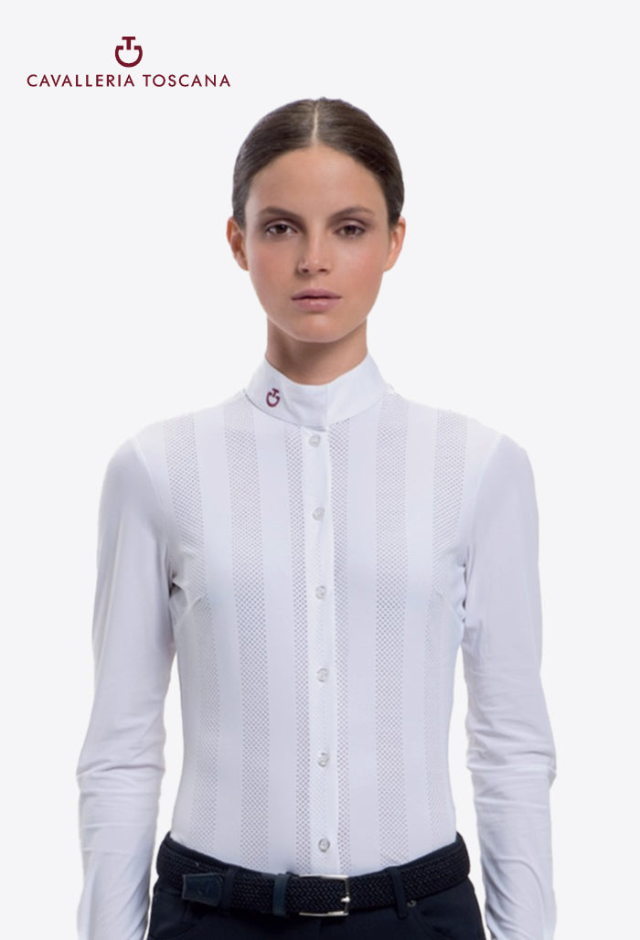 Cavalleria Toscana - Women's Long Sleeve Shirt - Vertical Perforated