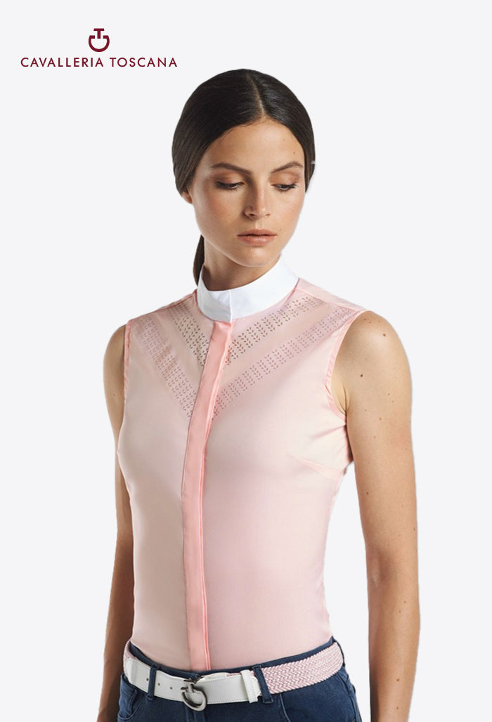 Cavalleria Toscana - Damenärmelloses Shirt, Perforiertes Doppel-V