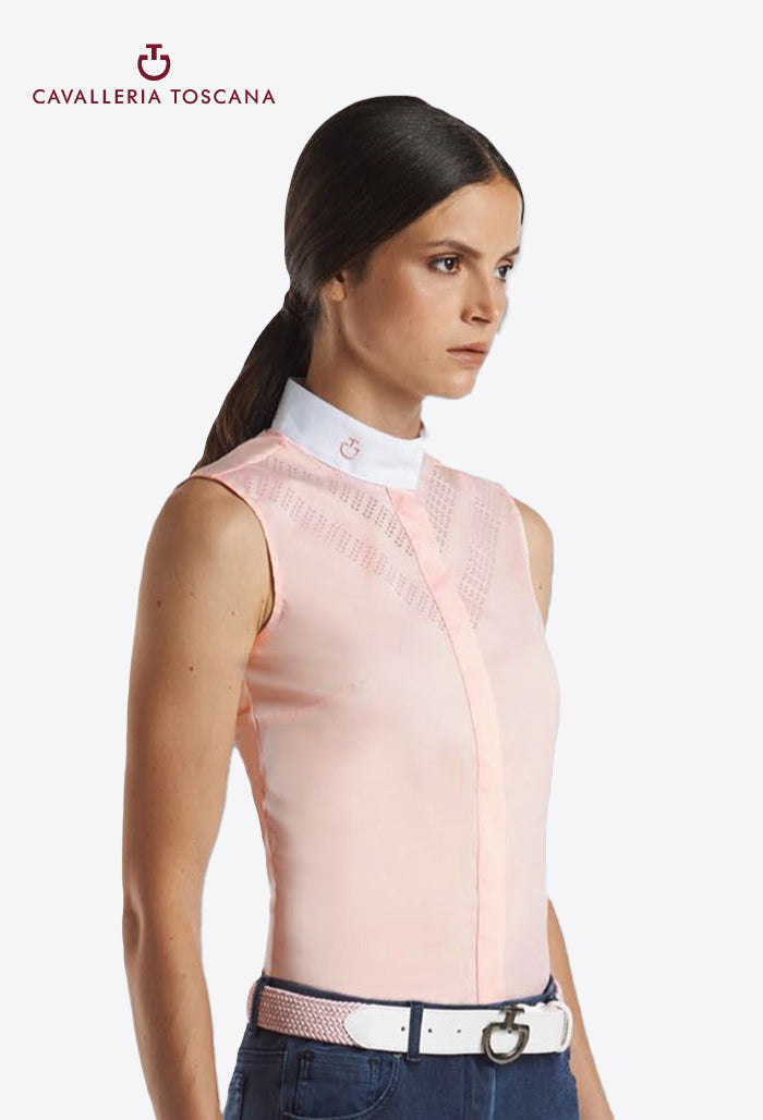 Cavalleria Toscana - Damenärmelloses Shirt, Perforiertes Doppel-V
