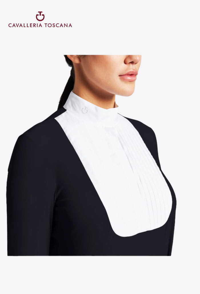Cavalleria Toscana - Damen Turniershirt mit plissiertem Latz Jersey