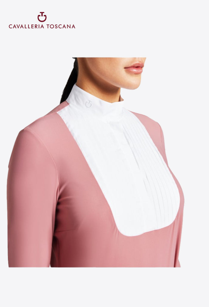 Cavalleria Toscana - Damen Turniershirt mit plissiertem Latz Jersey