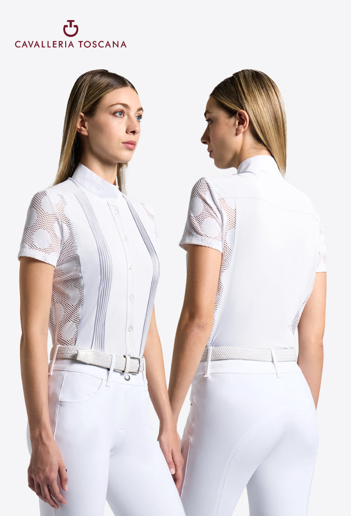 Cavalleria Toscana - Perforiertes Jacquard- und Jersey-Turniershirt für Damen
