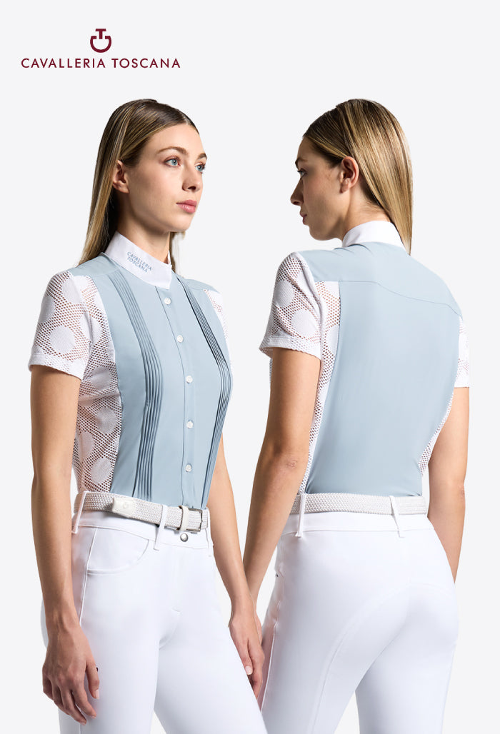 Cavalleria Toscana - Perforiertes Jacquard- und Jersey-Turniershirt für Damen