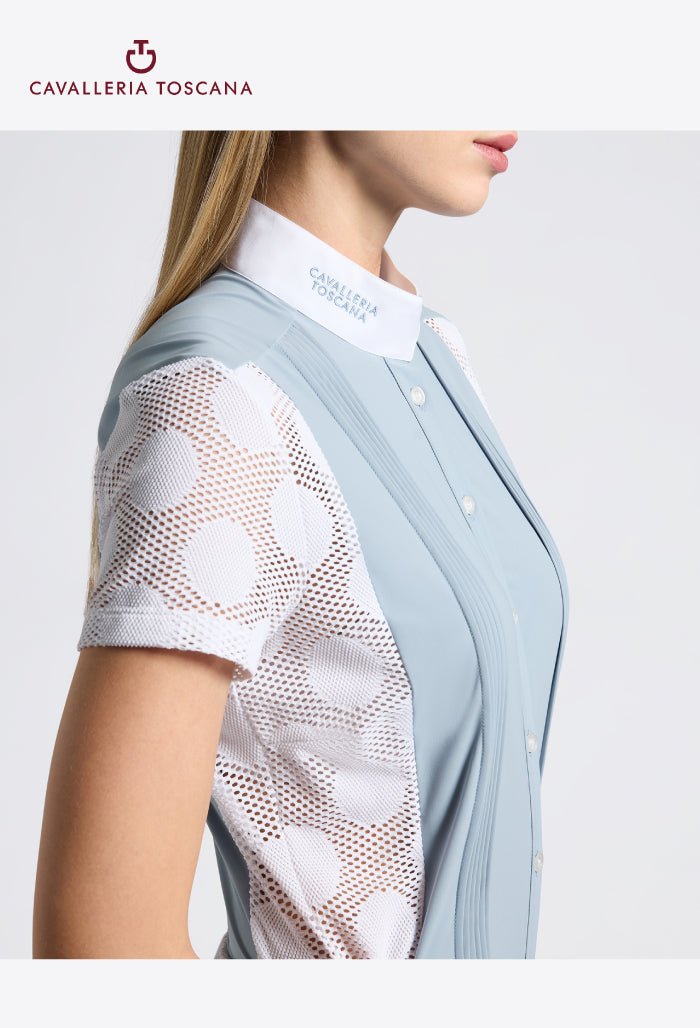 Cavalleria Toscana - Perforiertes Jacquard- und Jersey-Turniershirt für Damen