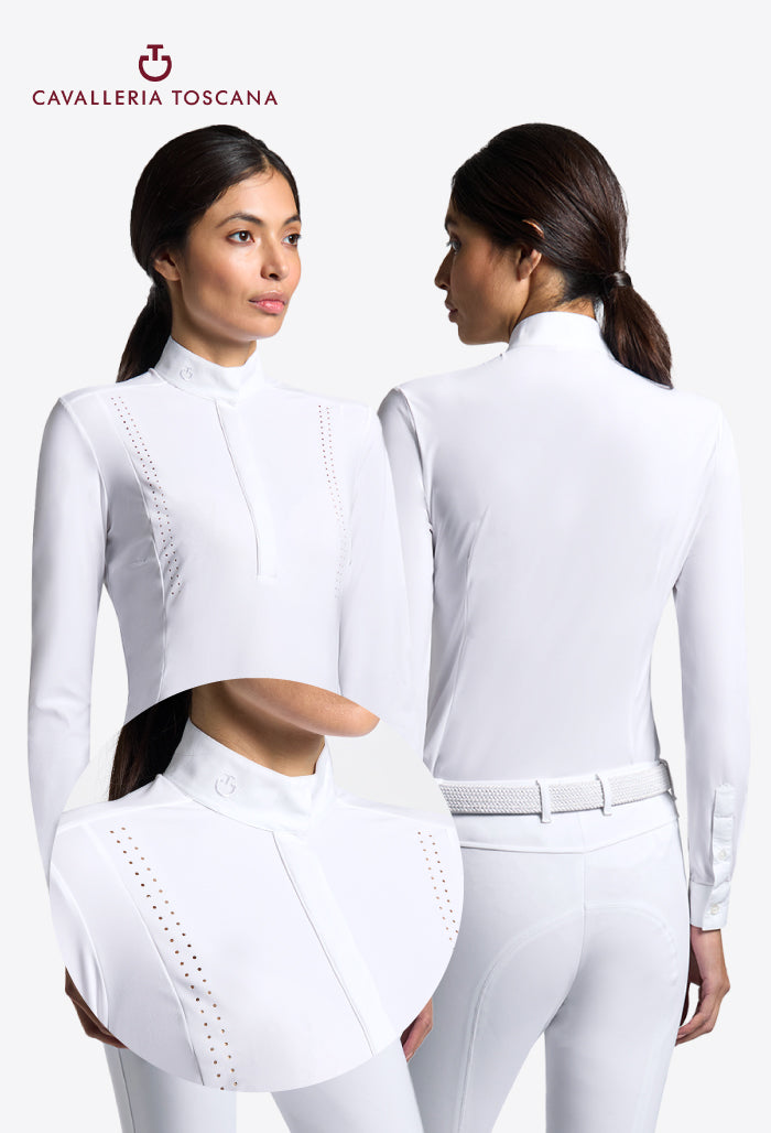 Cavalleria Toscana - Women's Long Sleeve Competition Shirt with Laser-Cut Inserts