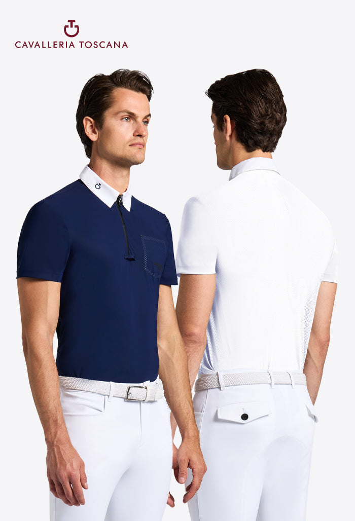 Cavalleria Toscana - Herren Turniershirt mit perforierter Tasche