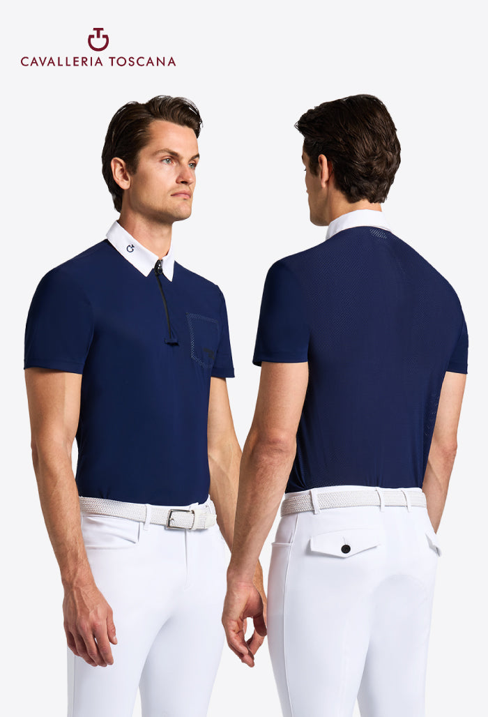 Cavalleria Toscana - Herren Turniershirt mit perforierter Tasche