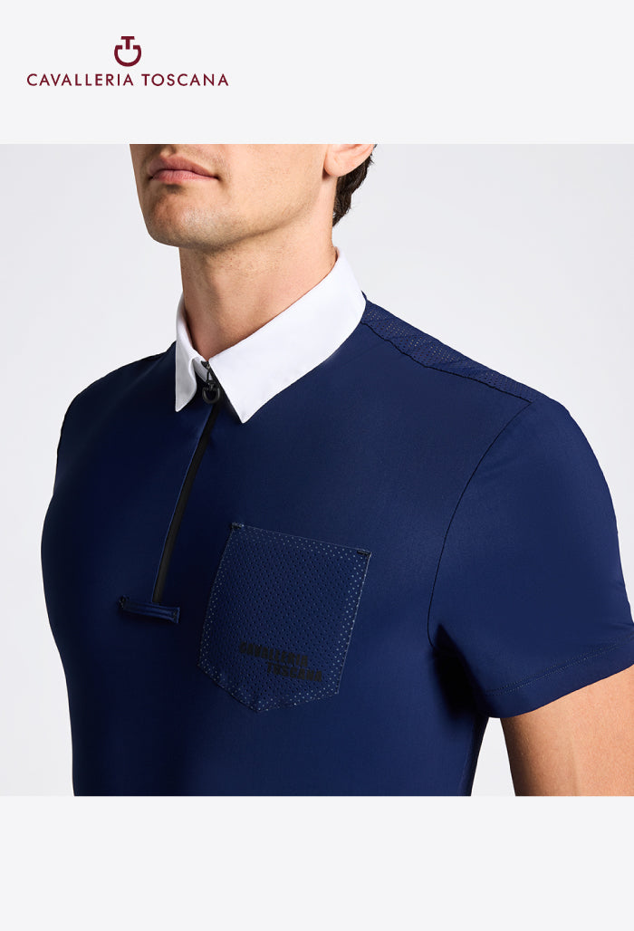 Cavalleria Toscana - Herren Turniershirt mit perforierter Tasche