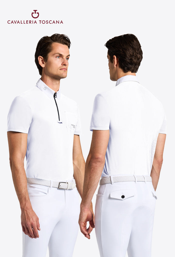 Cavalleria Toscana - Herren Turniershirt mit perforierter Tasche