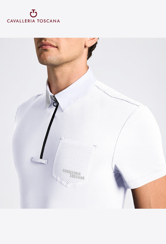 Cavalleria Toscana - Herren Turniershirt mit perforierter Tasche