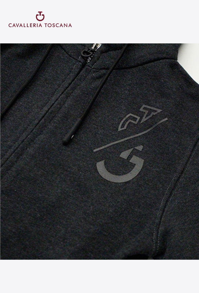 Cavalleria Toscana - Kapuzen-Baumwoll-Sweatshirt mit Reißverschluss „Train Hard Ride Easy“ für Mädchen