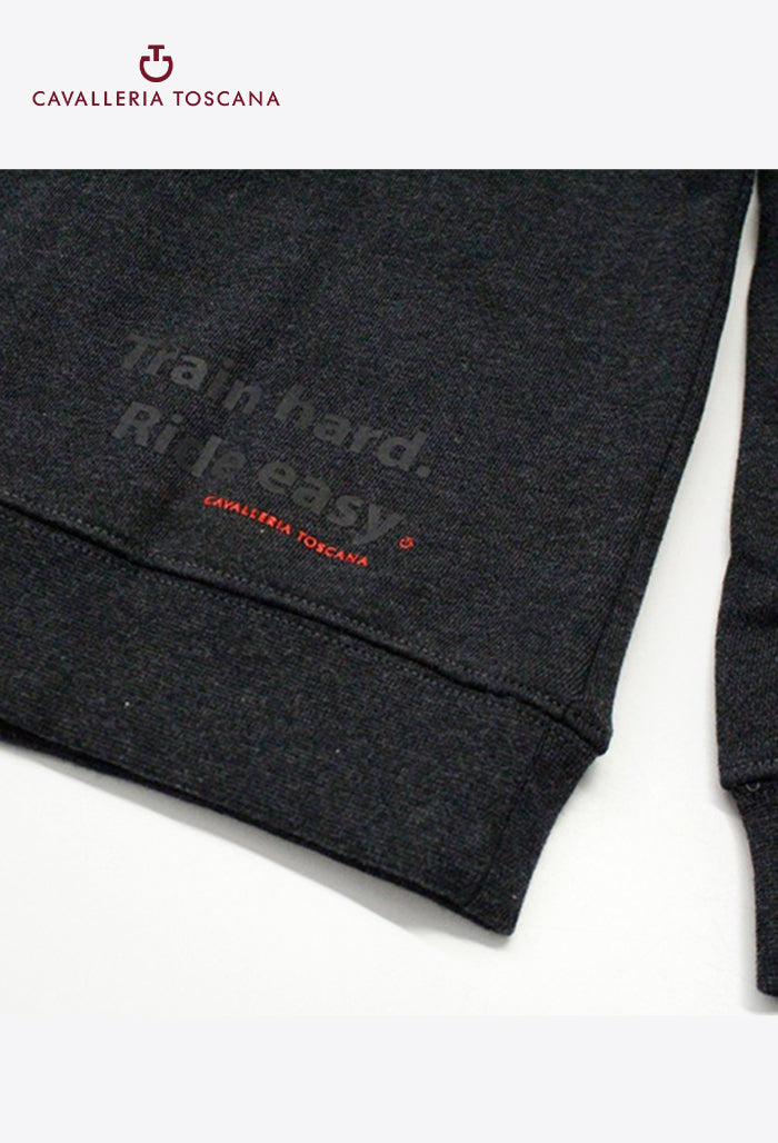 Cavalleria Toscana - Kapuzen-Baumwoll-Sweatshirt mit Reißverschluss „Train Hard Ride Easy“ für Mädchen