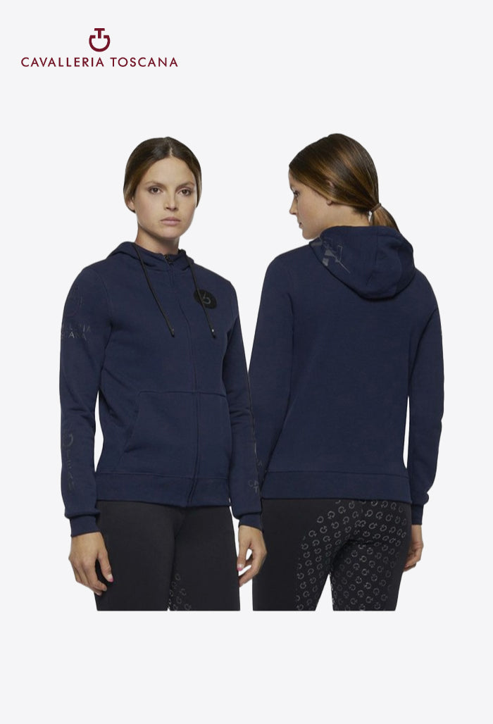 Cavalleria Toscana - Damen Reitjacke CT Team Multi-Logo Kapuzen-Sweatshirt mit Reißverschluss
