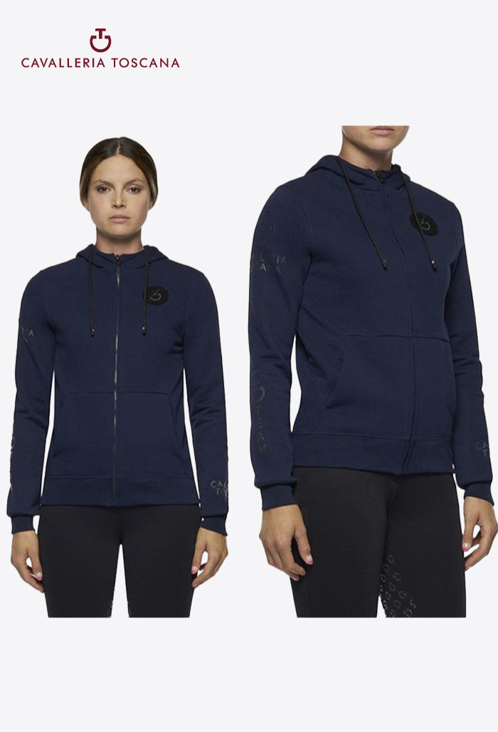 Cavalleria Toscana - Damen Reitjacke CT Team Multi-Logo Kapuzen-Sweatshirt mit Reißverschluss