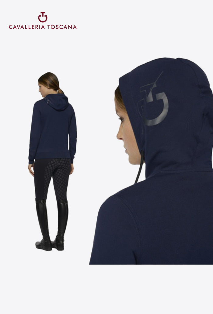 Cavalleria Toscana - Damen Reitjacke CT Team Multi-Logo Kapuzen-Sweatshirt mit Reißverschluss