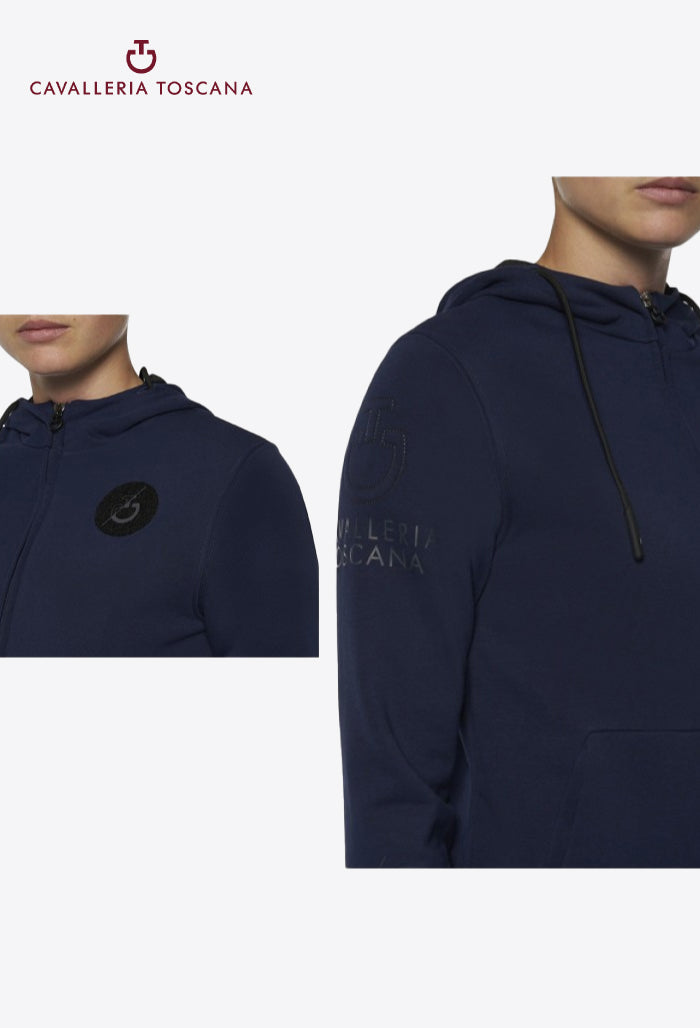 Cavalleria Toscana - Damen Reitjacke CT Team Multi-Logo Kapuzen-Sweatshirt mit Reißverschluss