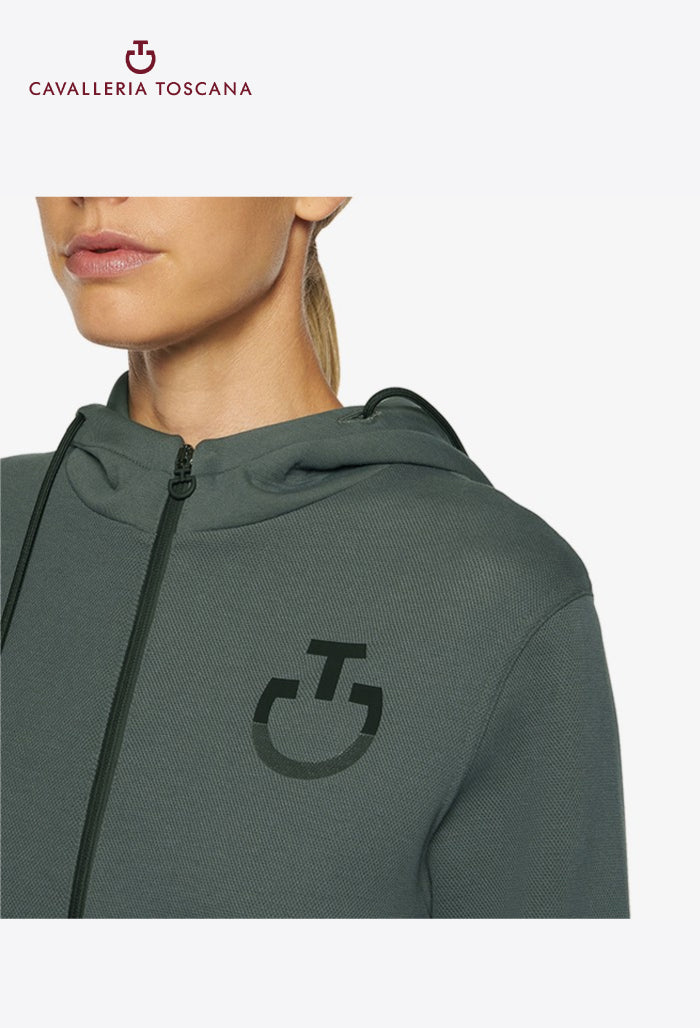 Cavalleria Toscana - Damen Reitjacke Bonded Piqué Full Zip Hoodie