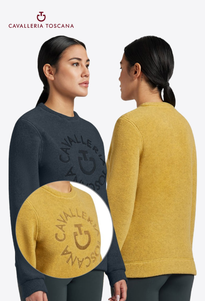 Cavalleria Toscana – Fleece-Pullover für Damen mit Rundhalsausschnitt