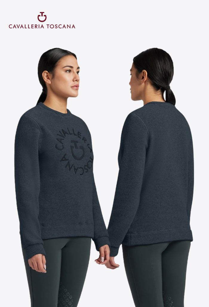 Cavalleria Toscana – Fleece-Pullover für Damen mit Rundhalsausschnitt