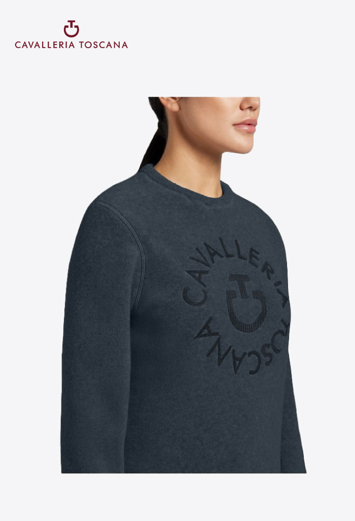 Cavalleria Toscana – Fleece-Pullover für Damen mit Rundhalsausschnitt