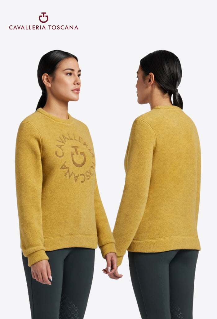 Cavalleria Toscana – Fleece-Pullover für Damen mit Rundhalsausschnitt