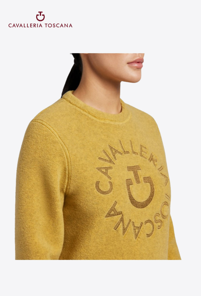Cavalleria Toscana – Fleece-Pullover für Damen mit Rundhalsausschnitt