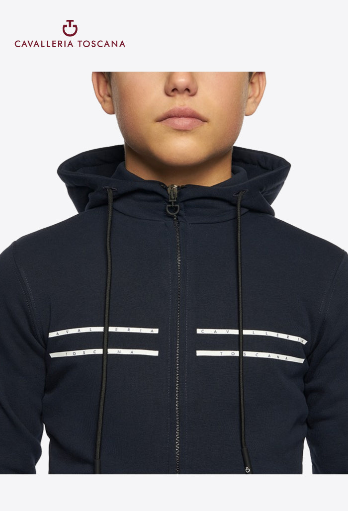 Cavalleria Toscana - Kinder Reitjacke Printer Stripe CT Logo Baumwolle Reißverschluss Hoodie