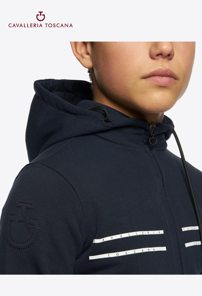 Cavalleria Toscana - Kinder Reitjacke Printer Stripe CT Logo Baumwolle Reißverschluss Hoodie