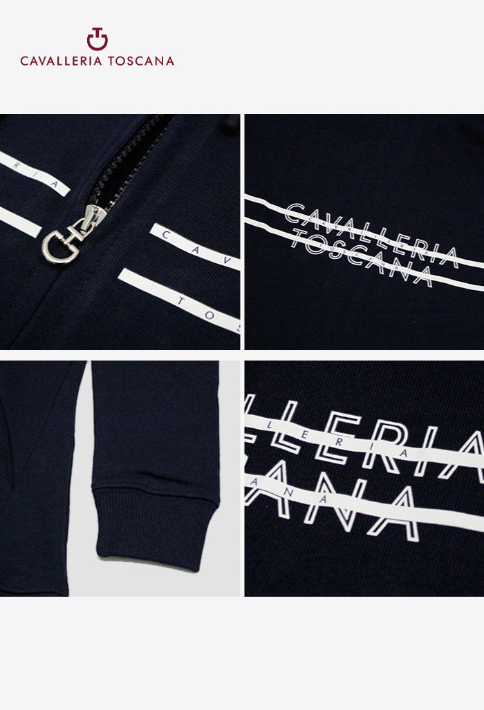 Cavalleria Toscana - Kinder Reitjacke Printer Stripe CT Logo Baumwolle Reißverschluss Hoodie