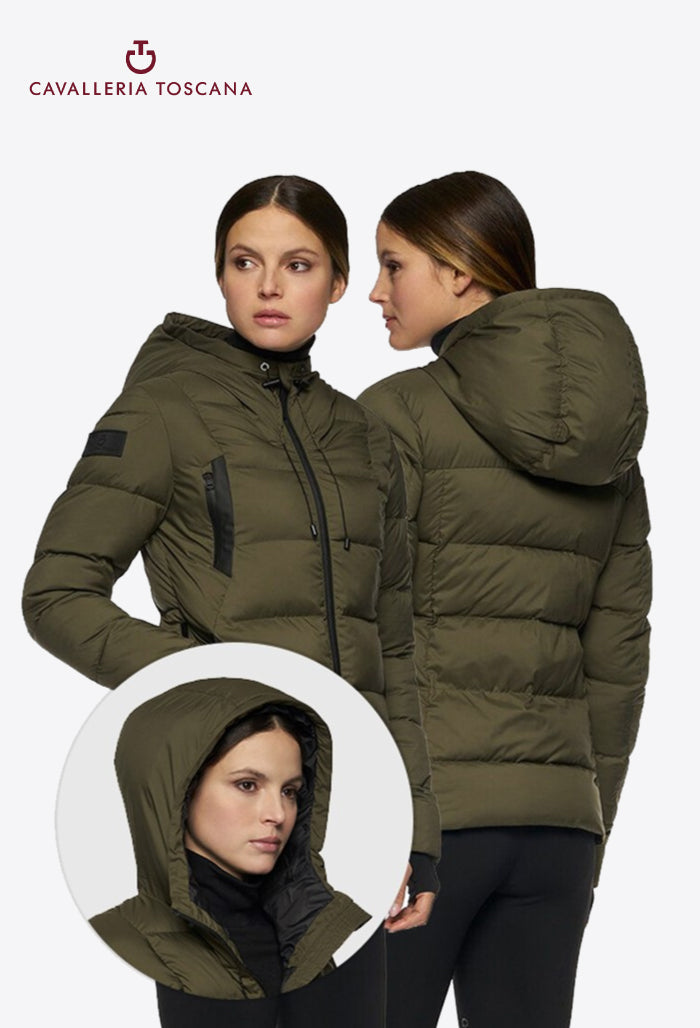Cavalleria Toscana - Damen Steppjacke mit Kapuze aus mattem Jersey