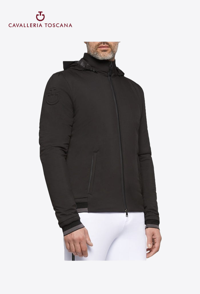 Cavalleria Toscana - Herren Reitjacke Nylon Stretch Puffer Jersey mit abnehmbarer Kapuze