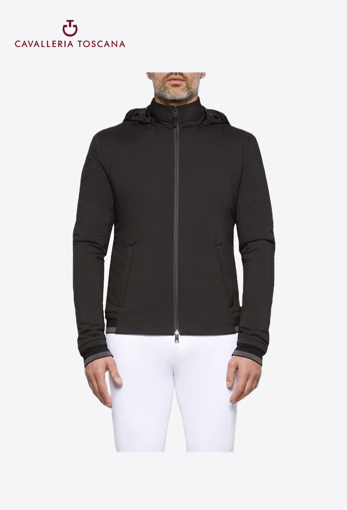 Cavalleria Toscana - Herren Reitjacke Nylon Stretch Puffer Jersey mit abnehmbarer Kapuze