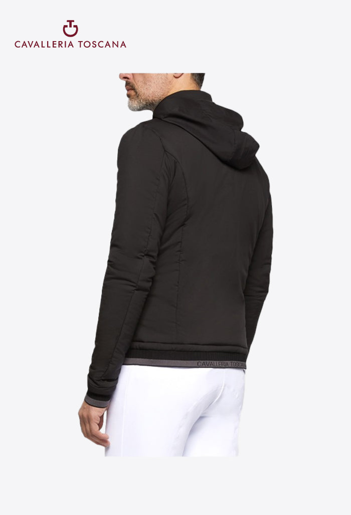 Cavalleria Toscana - Herren Reitjacke Nylon Stretch Puffer Jersey mit abnehmbarer Kapuze