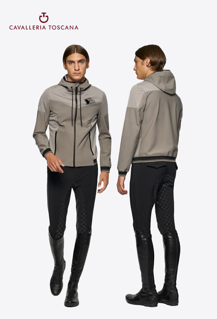 Cavalleria Toscana – Herren-Reitjacke CT Team Highlight Jersey Hooded Softshell Jacke