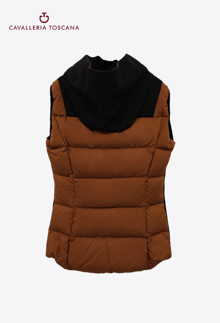 Cavalleria Toscana - Damen Weste, Gesteppte, matte Nylon-Kapuzen-Pufferweste mit Jersey-Einsatz