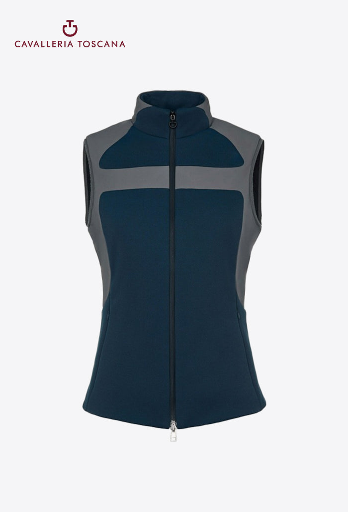 Cavalleria Toscana - Damen leichtwattierte winddichte Piquet-Weste mit Jersey-Einsatz