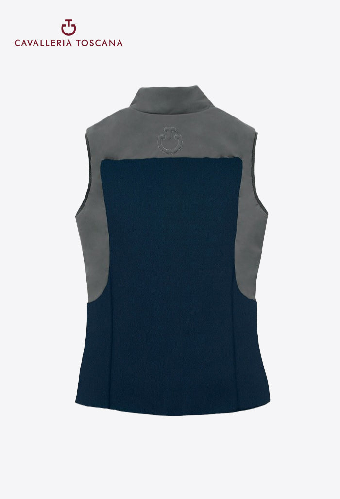 Cavalleria Toscana - Damen leichtwattierte winddichte Piquet-Weste mit Jersey-Einsatz