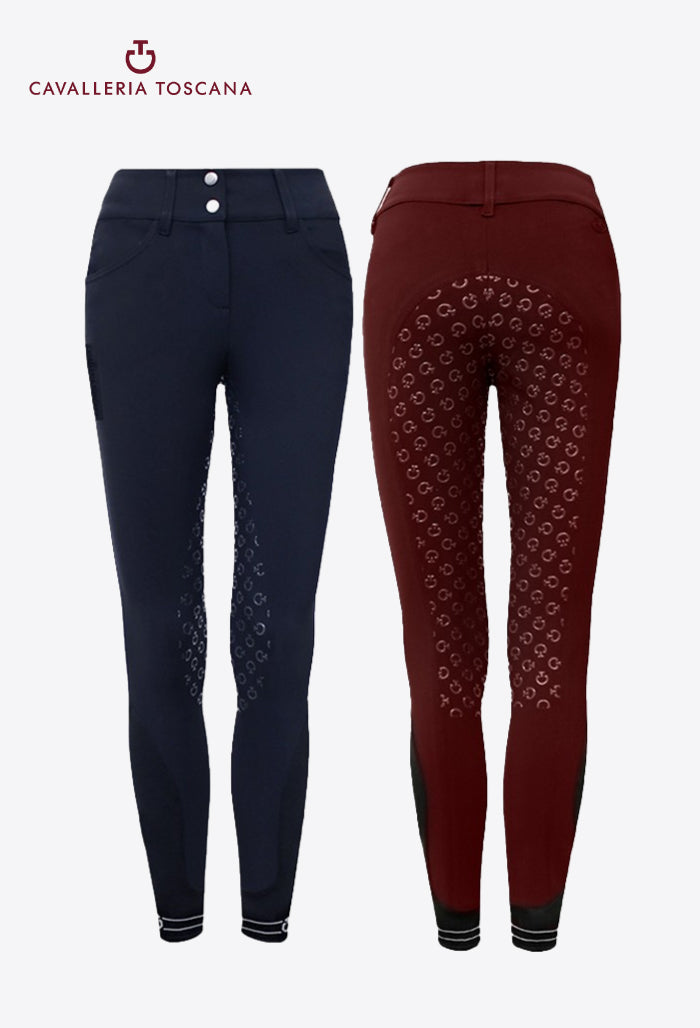 Cavalleria Toscana – Damen Vollbesatzreithose American mit perforiertem Logo-Band