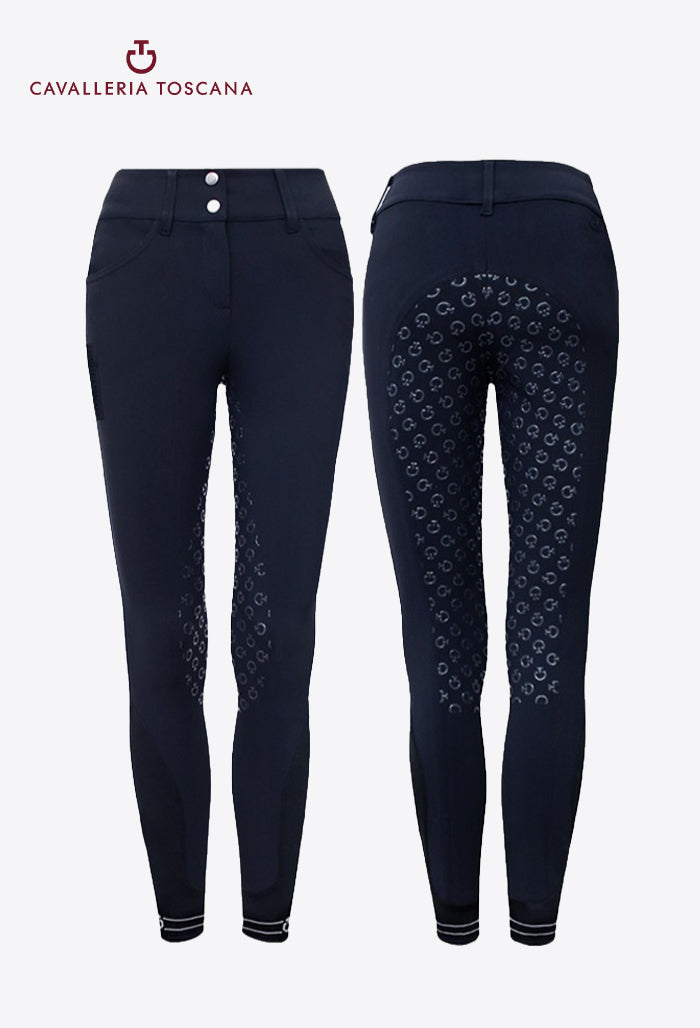 Cavalleria Toscana – Damen Vollbesatzreithose American mit perforiertem Logo-Band