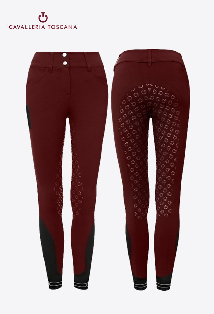 Cavalleria Toscana – Damen Vollbesatzreithose American mit perforiertem Logo-Band