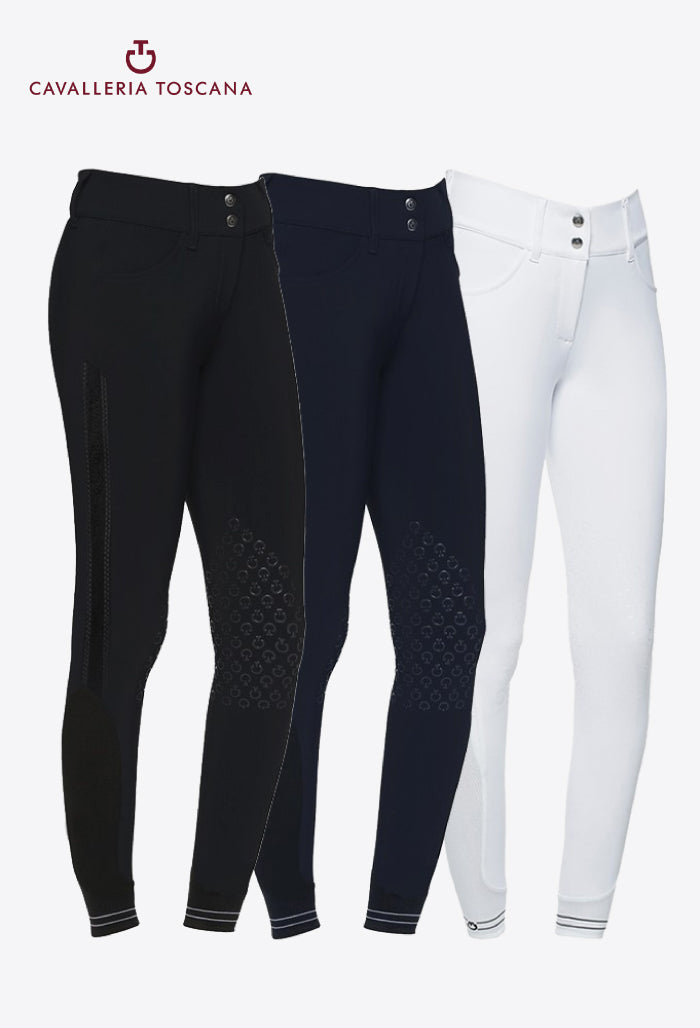 Cavalleria Toscana - Damen Reithose Kniebesatz Elegante Stickerei