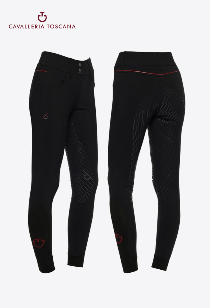 Cavalleria Toscana - Damen Reithose CT Team mit Vollbesatz und rotem Streifen