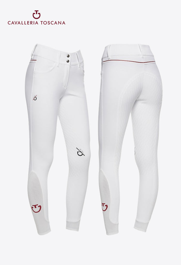 Cavalleria Toscana - Damen Reithose CT Team mit Vollbesatz und rotem Streifen