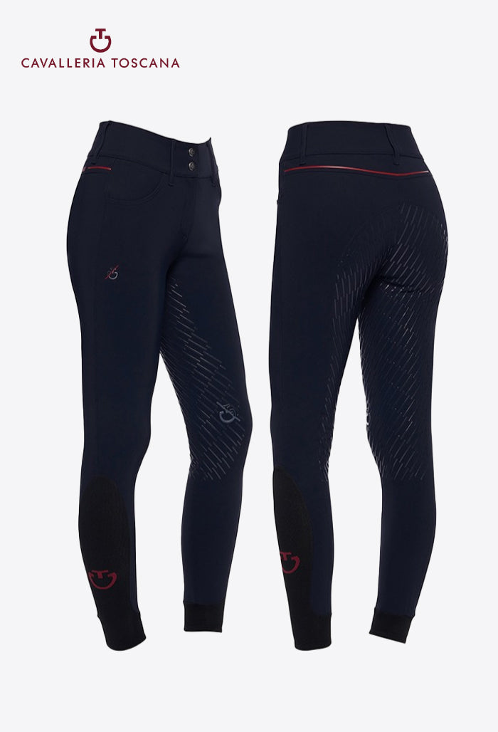 Cavalleria Toscana - Damen Reithose CT Team mit Vollbesatz und rotem Streifen