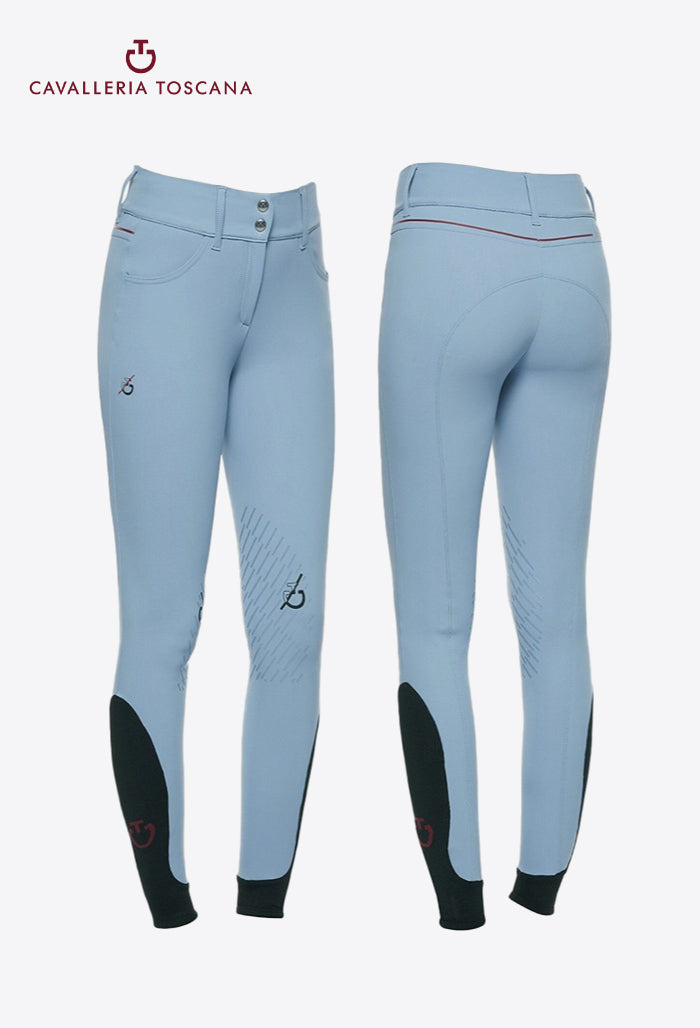 Cavalleria Toscana - Damen Reithose mit hohem Bund und Kniegrip - CT Team Red Stripe