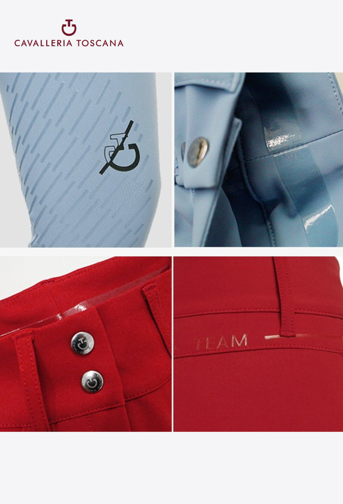 Cavalleria Toscana - Damen Reithose mit hohem Bund und Kniegrip - CT Team Red Stripe