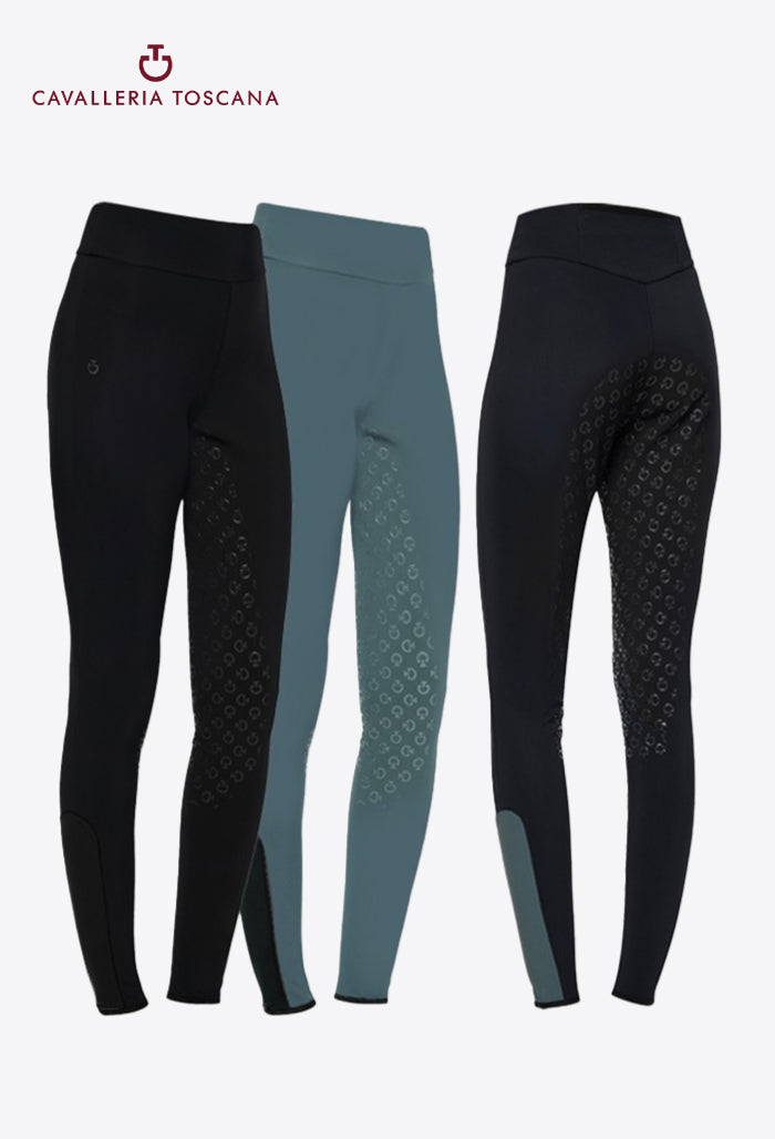 Cavalleria Toscana - Damen Reitleggings Vollbesatz Perforiertes Jersey