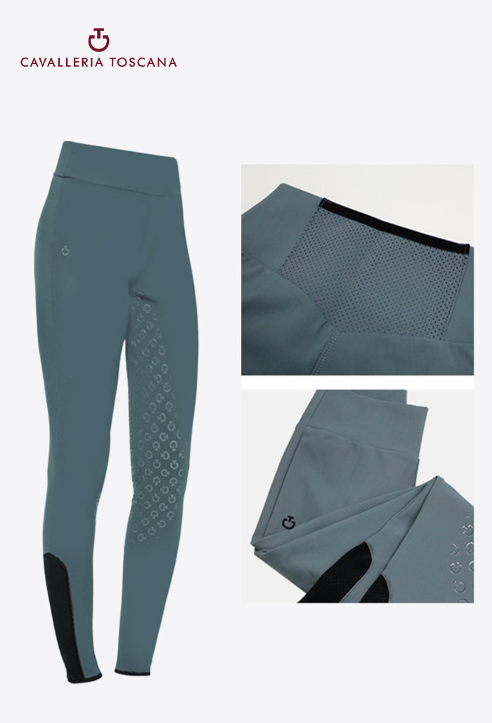 Cavalleria Toscana - Damen Reitleggings Vollbesatz Perforiertes Jersey